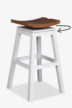 Premium Organic Teak Wood Barstool-Solid White by Jeffan