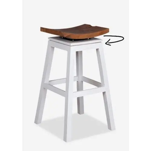 Premium Organic Teak Wood Barstool-Solid White by Jeffan