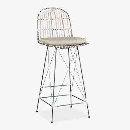 Mega Sale Jane Open Weave Rattan and Iron Barstool - Set of 2 by Jeffan