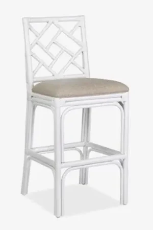 Hampton Chippendale Rattan Barstool by Jeffan in 3 colors White Grey a Secure Checkout