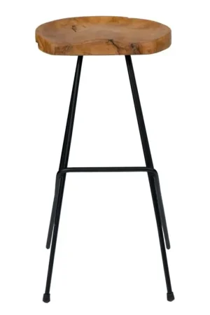 Fresh Stock Sallie Teak Barstool with Metal Legs by Jeffan