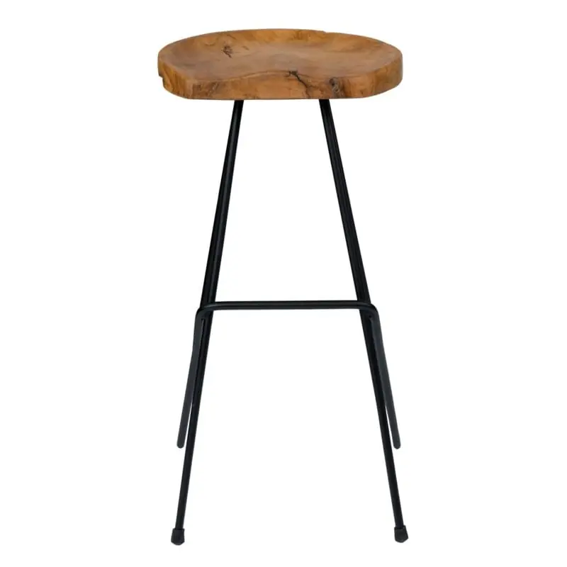Fresh Stock Sallie Teak Barstool with Metal Legs by Jeffan