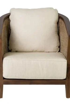 Juliet Rattan/Teak/ Fabric Club Chair by Jeffan Limited Time