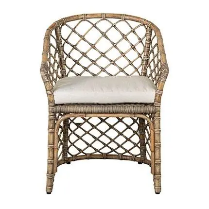 Bargain Dawson Rattan Arm Chair with Cushion - Grey Wash by Jeffan