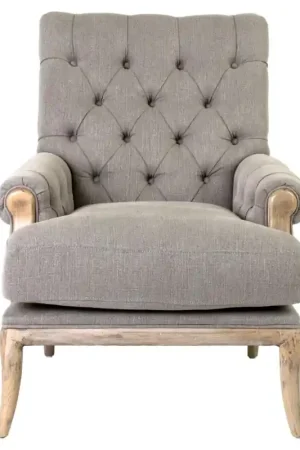 New Arrival Branson Upholstered Arm Chair Grey Fabric/Distressed Wood by Jeffan