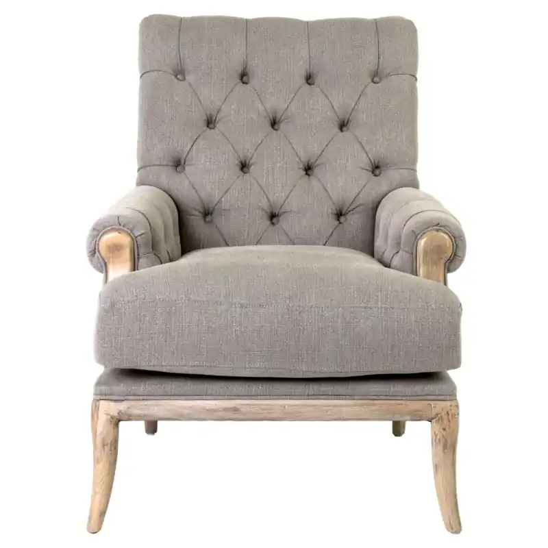 New Arrival Branson Upholstered Arm Chair Grey Fabric/Distressed Wood by Jeffan