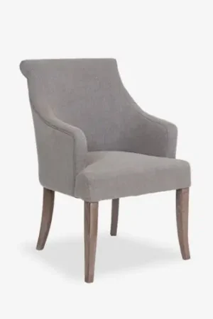 Harper Dining Arm Chair - Grey Linen Blend Upholstery, Oak Set of 2 by Sale