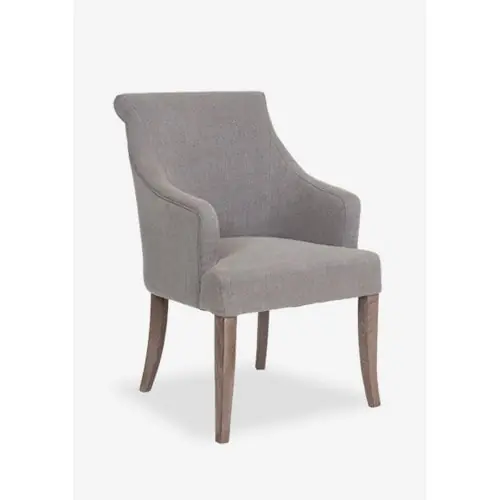 Harper Dining Arm Chair - Grey Linen Blend Upholstery, Oak Set of 2 by Sale
