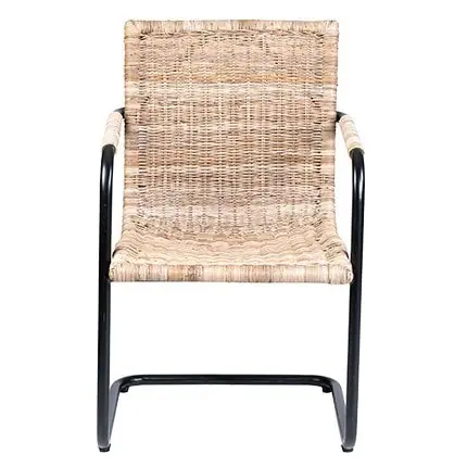 Soho Arm Chair - Rattan/Iron Grey Set of 2 by Jeffan Next Day Delivery