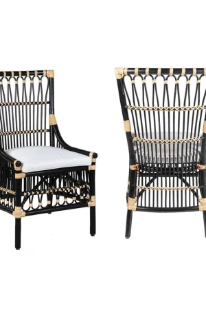 LaSalle Rattan Dining Chair, Black and Natural Set of 2 by Jeffan Special Offer
