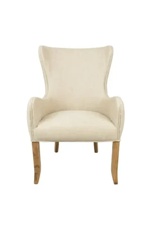 Scarlett Wing Beige fabric Back Club Chair Set of 2 by Jeffan Low Price