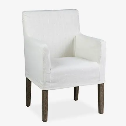 Orla Slipcovered Oakwood Arm Chair - Cream Linen Set of 2 by Jeffan Exclusive