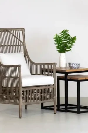 Premium Winston Rattan High Back Arm Chair by Jeffan