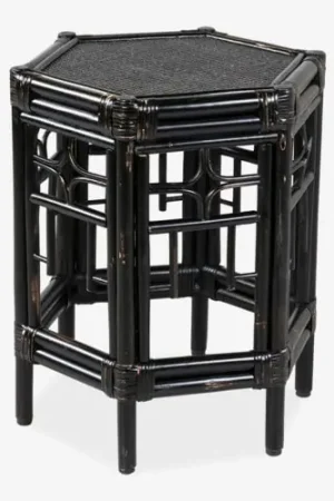 Worldwide Shipping Wren Chippendale Rattan Side Table, Black