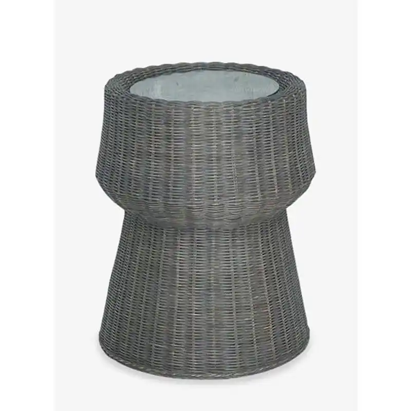 Markdown (LS) Rattan 22" H Glass top trophy design side table by Jeffan