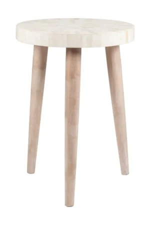 Weekend Sale Pestle Round Wood Table with Leg, Blue/White by Jeffan