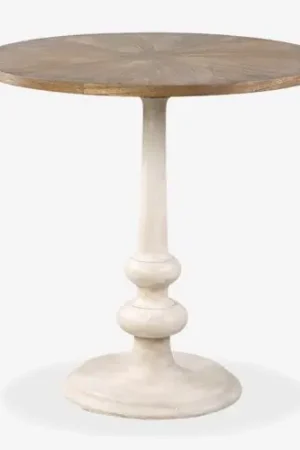 Worldwide Shipping 29.5" Perry Bayur/ Mindi Wood Accent Table, Cream by Jeffan