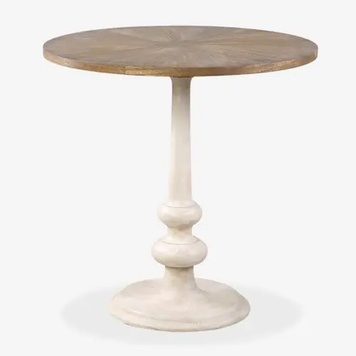 Worldwide Shipping 29.5" Perry Bayur/ Mindi Wood Accent Table, Cream by Jeffan
