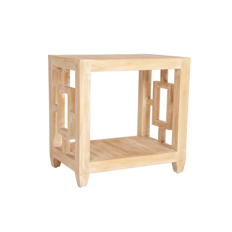 Madison Rectangular Mindi Wood Side Table, Natural by Jeffan Bulk Order