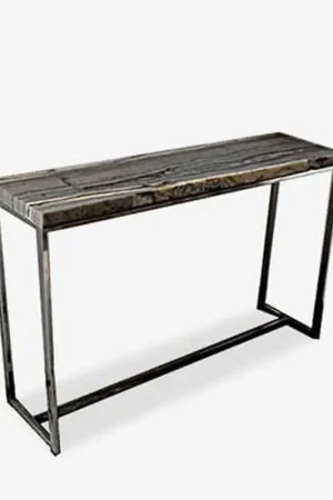 New Arrival (LS) Uptown Onyx Console Table With Stainless Steel Base-Dark Color