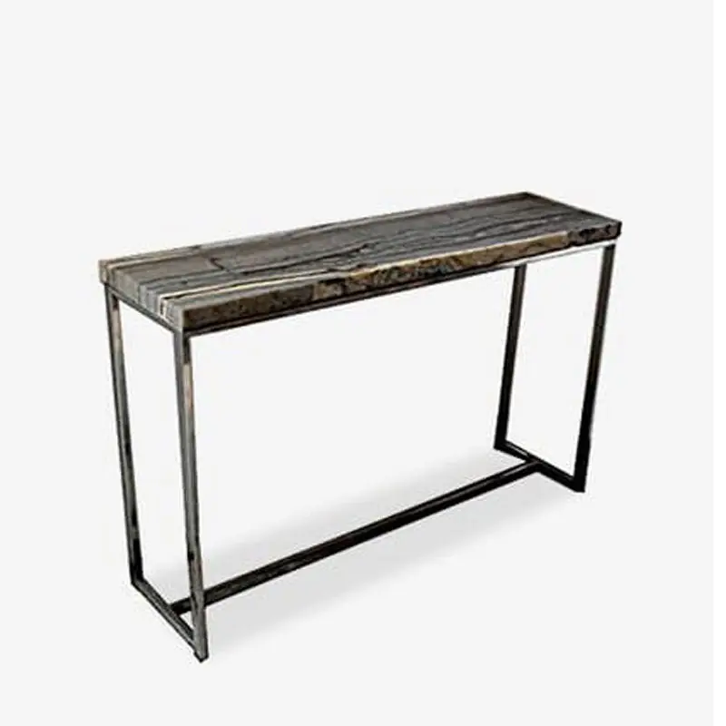 New Arrival (LS) Uptown Onyx Console Table With Stainless Steel Base-Dark Color