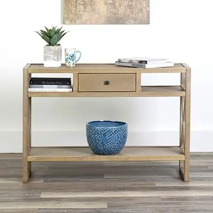 Durban Solid Wood Rectangular Console Table Grey - KD by Jeffan Best Choice