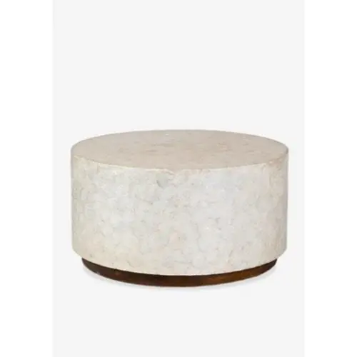 Round Acacia Wood Capiz White Coffee Table by Jeffan Bulk Order
