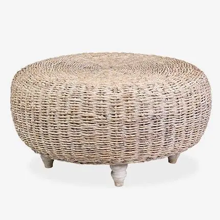 Modern Borneo Round Abaca Wood Coffee Table by Jeffan