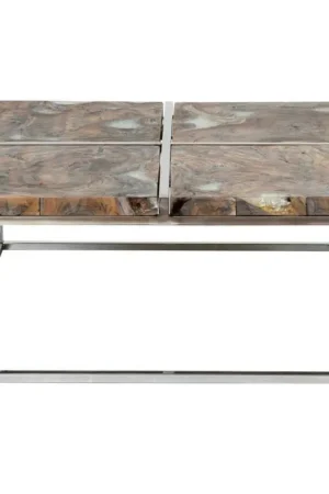 Uptown icy wood coffee table with stainless steel by Jeffan Time-Limited