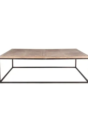Sale Bryant Veneer Wood Coffee Table with Parquet Top and Metal Base by Jef