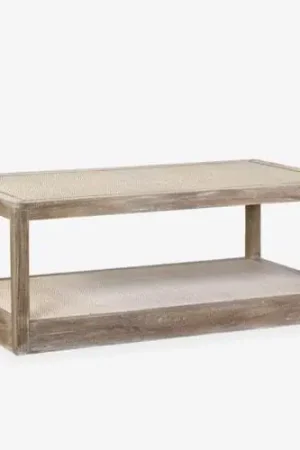 Wythe Bayur Wood Coffee Table with Woven Rattan Inset Brown and Tan by While Supplies Last