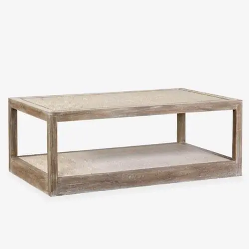 Wythe Bayur Wood Coffee Table with Woven Rattan Inset Brown and Tan by While Supplies Last