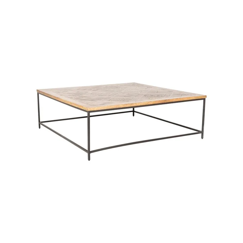 Fresh Stock Emmett 47" Square Wood Coffee Table Greywash and Iron by Jeffan