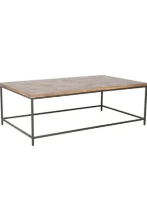 Emmett Rectangular Wood Coffee Table, Greywash and Iron by Jeffan Price Cut