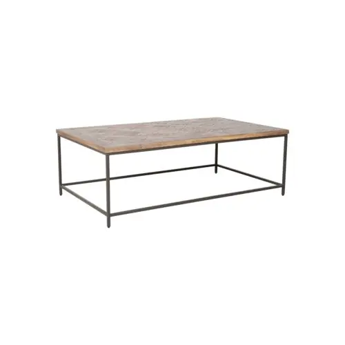 Emmett Rectangular Wood Coffee Table, Greywash and Iron by Jeffan Price Cut