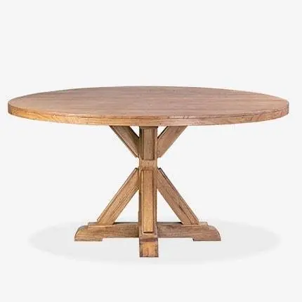 Editor’s Pick Farmhouse 60" Round Solid Pine Wood Dining Table by Jeffan