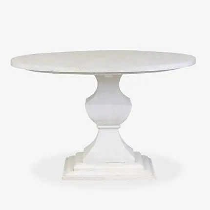 Chauncey Round Recycled Pine Wood Pedestal Dining Table Med by Jeffan Final Sale