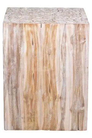 Grayson Teakwood Accent Table - White Wash by Jeffan Markdown