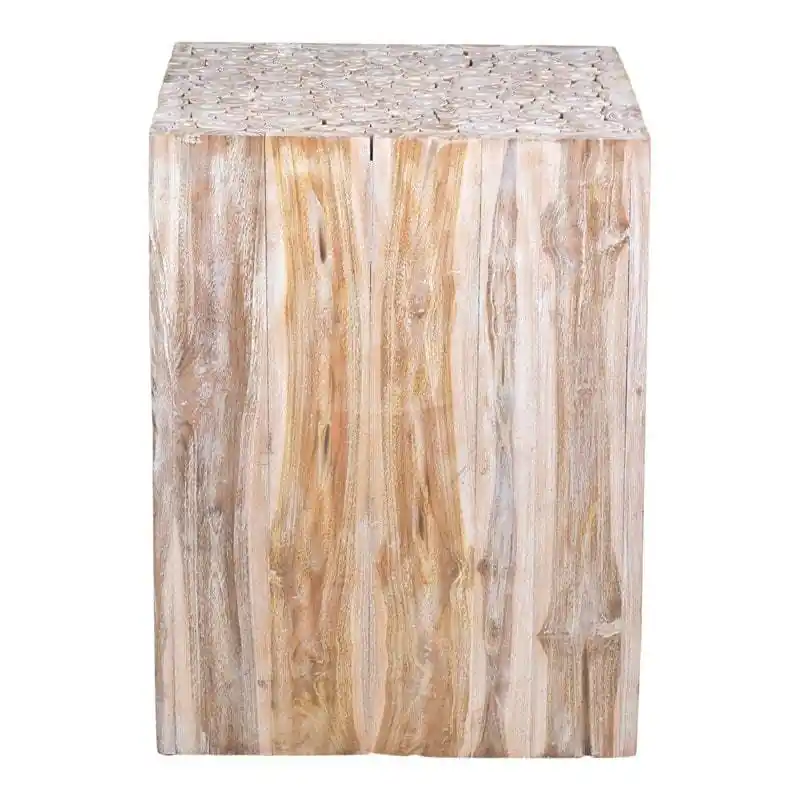Grayson Teakwood Accent Table - White Wash by Jeffan Markdown