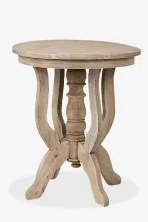 Promenade Mindi Wood Round Side Table by Jeffan Express Delivery