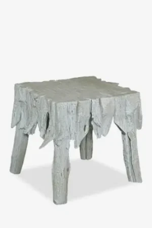 Fringe Square Antique Teakwood Side Table by Jeffan Time-Limited
