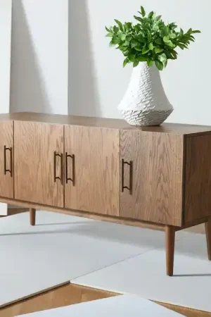 Safavieh Doderick Mid-Century Media Sta - Medium Oak Free Delivery