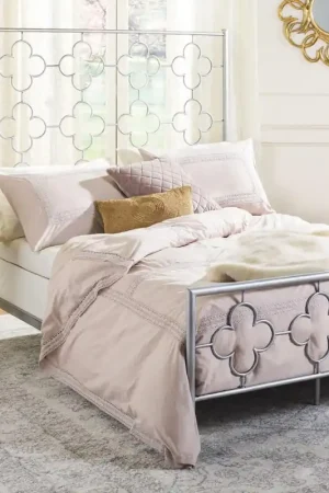 Safavieh Morris Lattice Metal Bed Full Size - Antique Silver Modern