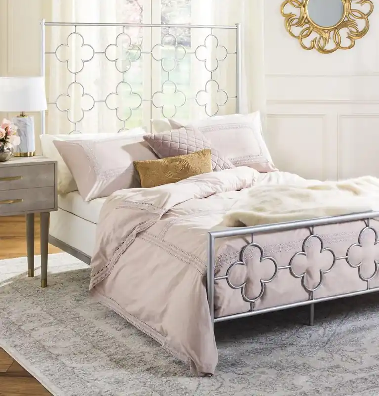 Safavieh Morris Lattice Metal Bed Full Size - Antique Silver Modern