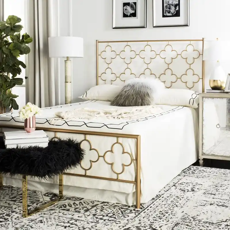Safavieh Morris Lattice Metal Bed Full Size - Antique Gold Shop Now