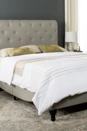 Safavieh Hathaway Bed Full Size - Light Grey Budget