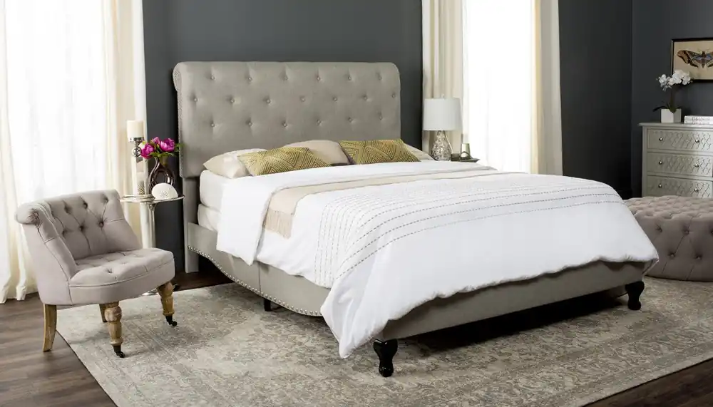 Safavieh Hathaway Bed Full Size - Light Grey Budget