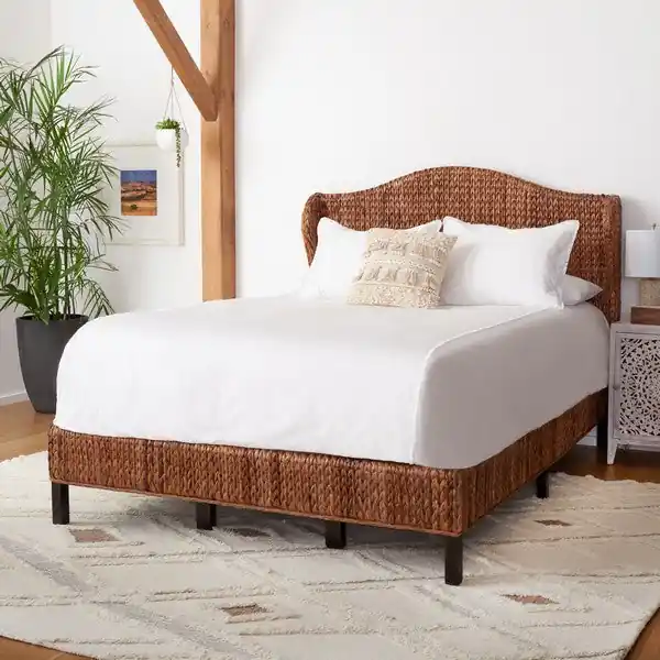 Safavieh Finola Rattan Bed Queen Size - Brown Brand New