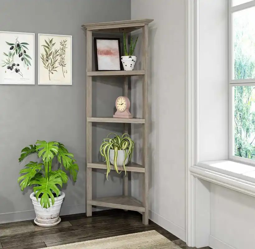 60" Bookcase with 2 Shelves in Washed Grey By Homeroots - 379943 Hot Picks