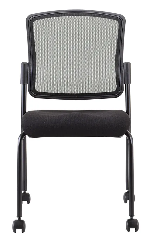 Black Mesh Fabric Rolling Guest Chair By Homeroots Exclusive